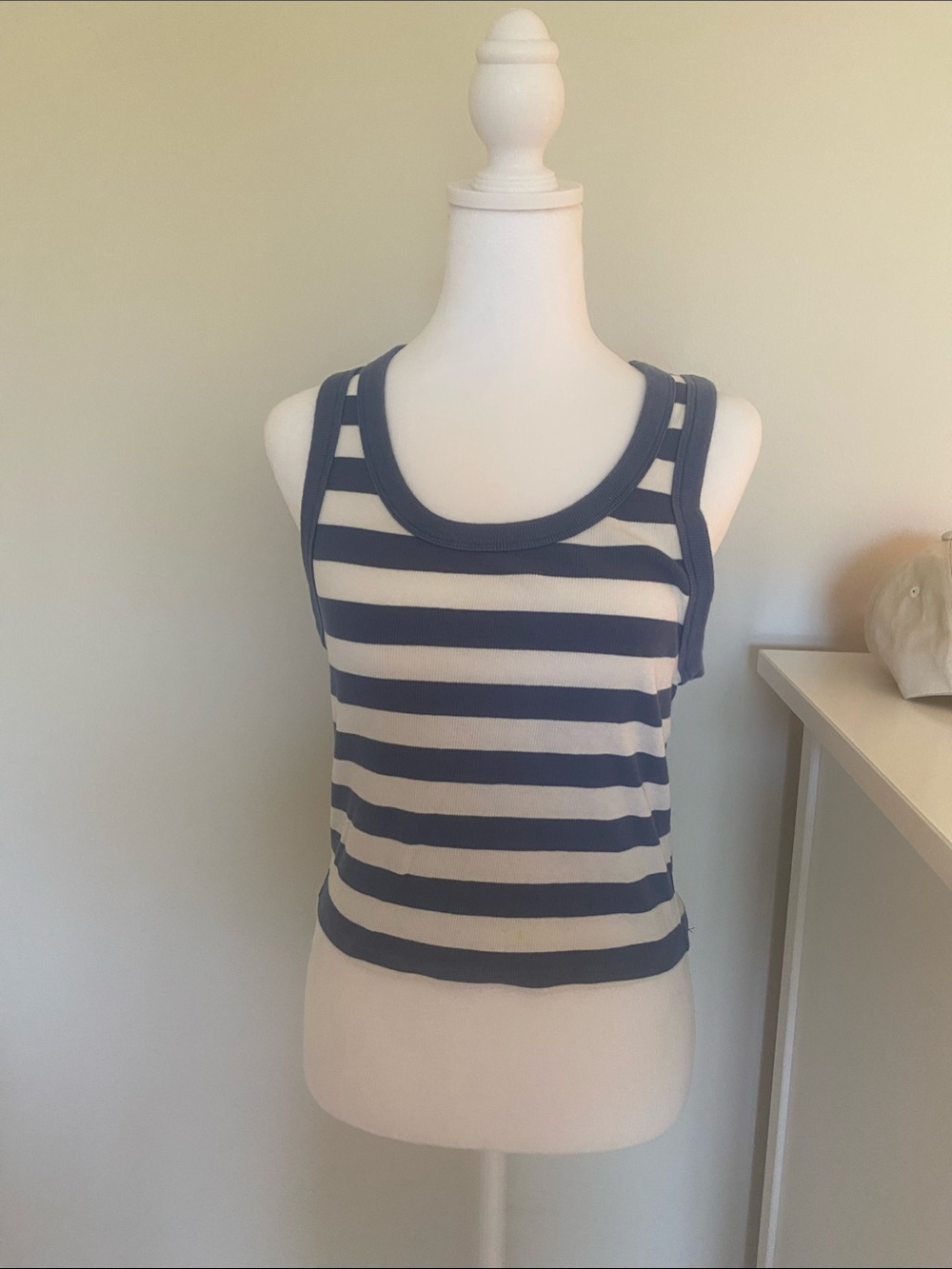 Hollister Blue and White Striped Tank Top
